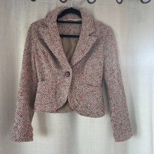 Classic DKNY Jeans Short Cropped Herringbone Blazer